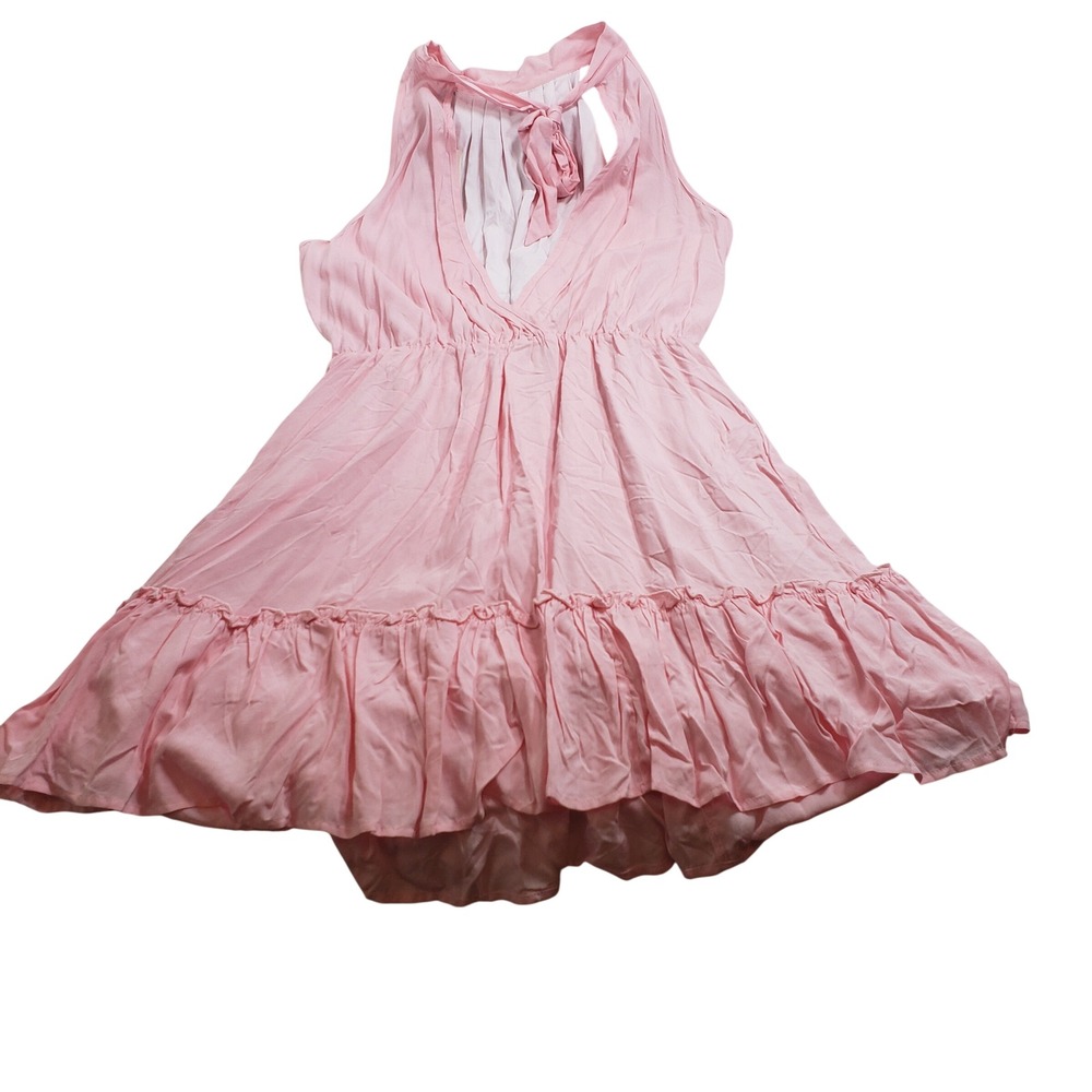 BTFBM Womens Halter Neck Ruffle Mini Dress Size M Pink - Picture 9 of 10